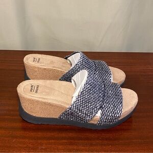 Earth Origins Tonga Tiarah Sandal Graphite Grey Black 3” Wedge Women’s 9.5M NWOT